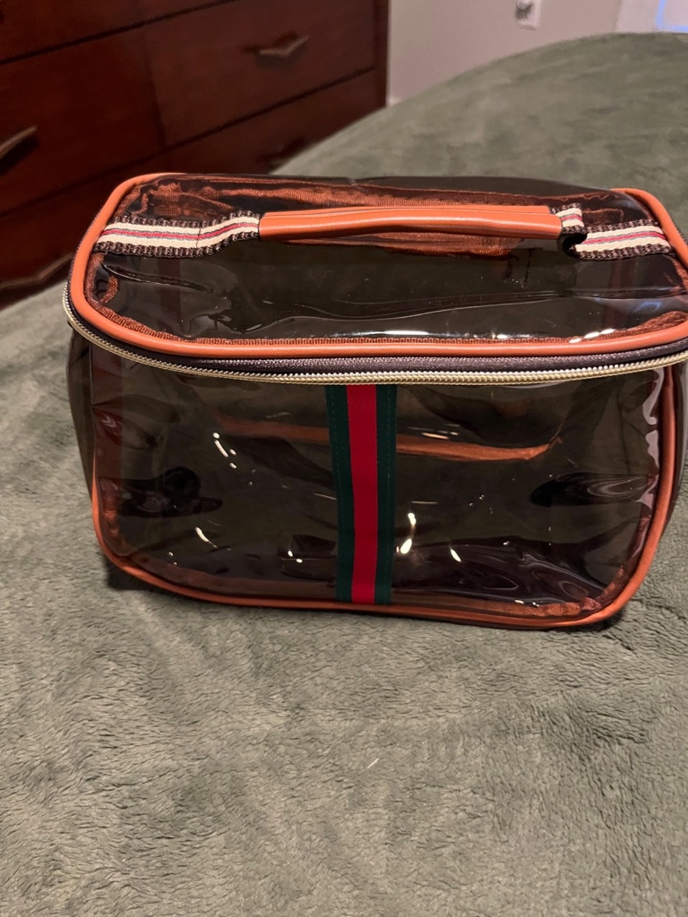 Clear PVC Travel Toiletry Bag with Orange Trim